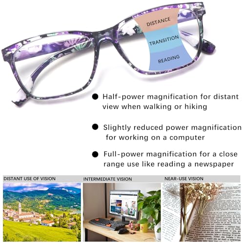 CLASAGA Progressive Multifocus Reading Glasses for Women, Pattern Print Blue Light Block Stylish Ladies Computer Readers (pattern design-2, 3.0, x) - Image 4