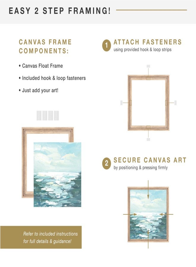 MCS Floating Canvas Frame, Art Frames for Canvas Paintings with Adhesive Fasteners and Hanging Hardware, 16 x 20 Inch Natural Finish - Image 4