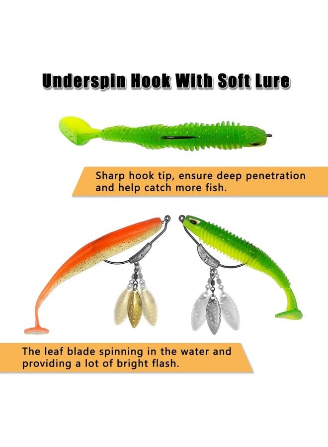 CWSDXM Weighted Swimbait Hooks, 6pcs Underspin Swimbait Hook with Twistlock, Weighted Crank Hooks with Gold/Silver Spinner Blades for Soft Fishing Lures - Image 4