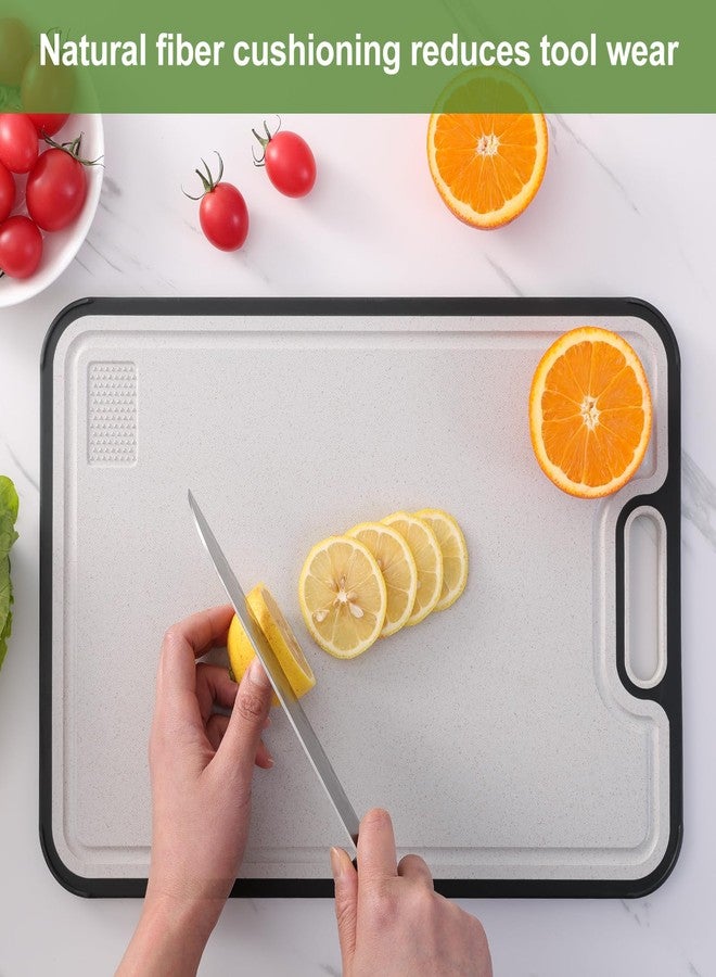 Grourarty Titanium Cutting Board for Kitchen, Double Side Large Cutting Board for Meats, Fruits And Vegetables, Chopping Board with with Juice Groove, 15.2x10.4inch - Image 4