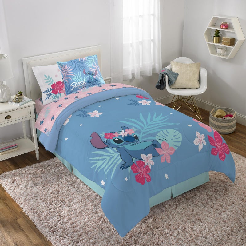 Jay Franco Disney Lilo  Stitch Paradise Dream 5 Piece Twin Bed Set  Includes Reversible Comforter  Sheet Set Bedding  Super Soft Fade Resistant Microfiber Official Disney Product