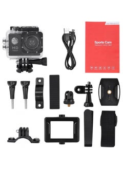 Action Camera Kit, HD 1080P 2 Inch LCD Screen Universal Sports Camera, 140 ° Wide Angle Lens Multifunctional Waterproof Action Camera with 900mAh Battery, for Outdoor,black