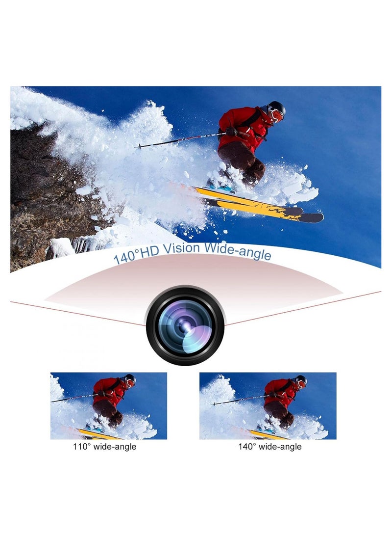 NEX - Action Camera Kit, HD 1080P 2 Inch LCD Screen Universal Sports Camera, 140 ° Wide Angle Lens Multifunctional Waterproof Action Camera with 900mAh Battery, for Outdoor,black - Image 1