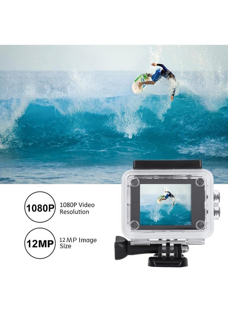 NEX - Action Camera Kit, HD 1080P 2 Inch LCD Screen Universal Sports Camera, 140 ° Wide Angle Lens Multifunctional Waterproof Action Camera with 900mAh Battery, for Outdoor,black - Image 1