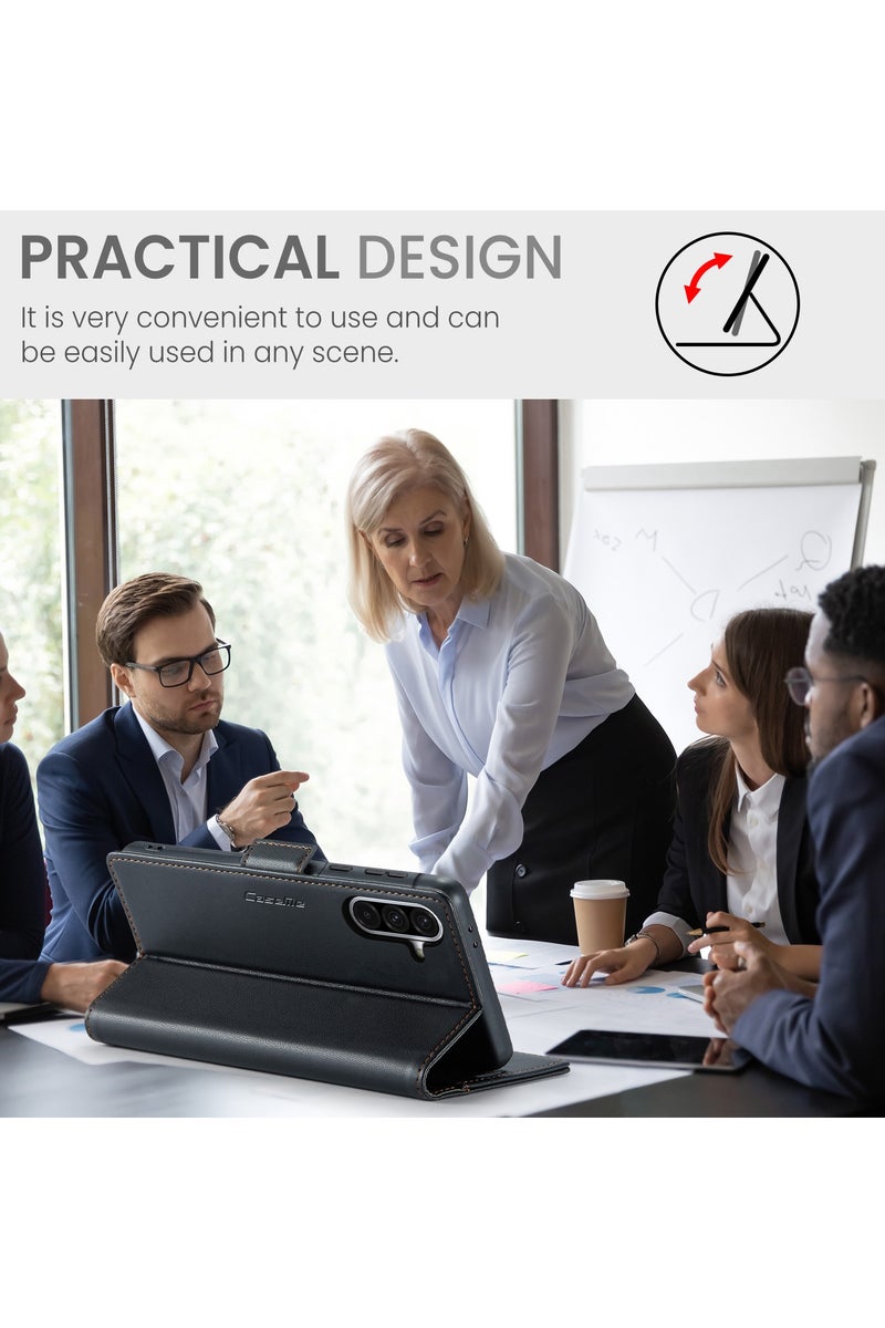 CaseMe Flip Wallet Case For Samsung Galaxy A36 5G RFID Blocking PU Leather Wallet Flip Folio Case with Card Holder Kickstand Shockproof Phone Cover - Black - Image 5