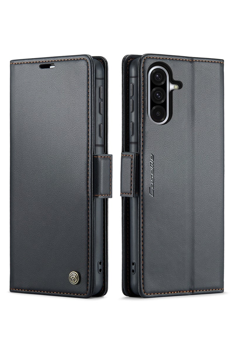 CaseMe Flip Wallet Case For Samsung Galaxy A36 5G RFID Blocking PU Leather Wallet Flip Folio Case with Card Holder Kickstand Shockproof Phone Cover - Black - Image 1