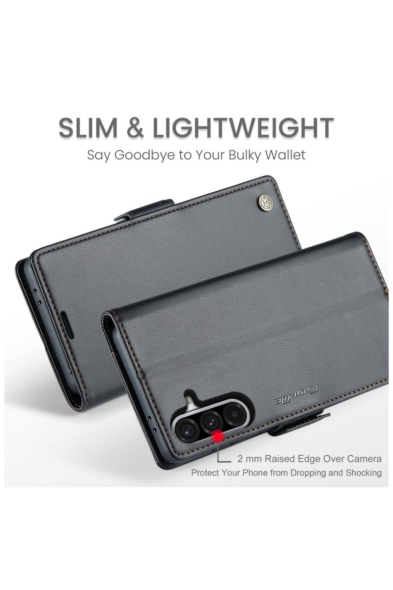 CaseMe Flip Wallet Case For Samsung Galaxy A36 5G RFID Blocking PU Leather Wallet Flip Folio Case with Card Holder Kickstand Shockproof Phone Cover - Black - Image 3