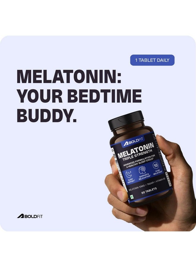 BOLDFIT مكمل دعم النوم Boldfit ميلاتونين 10 ملغ مع تاجارا 125 ملغ مع فيتامين ب6 للرجال والنساء، (عبوة من 2) - 120 قرص نوم - Image 3