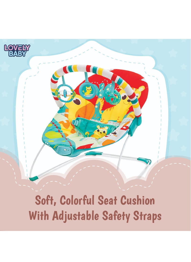 Lovely Baby - Lovely Baby Bouncer Rocker LB 6730 – Baby Seat w/ Gentle Vibration, Adjustable Toy Bar - Red - Image 1