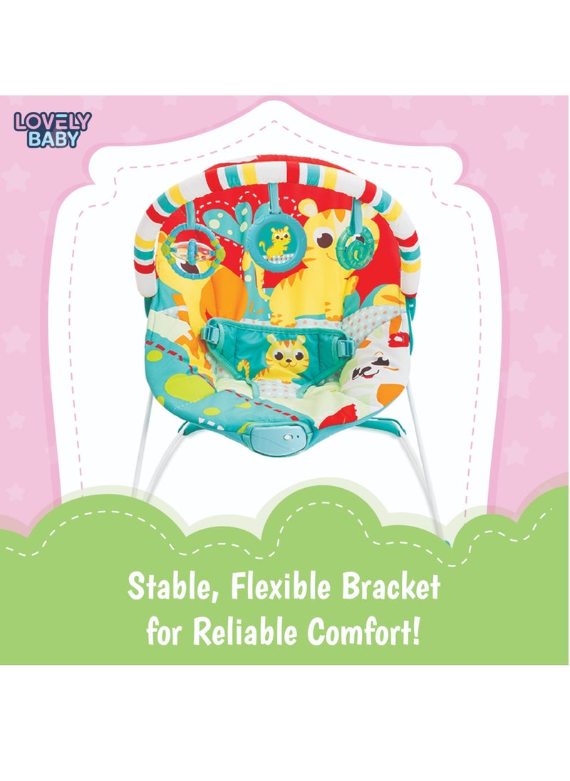 Lovely Baby - Lovely Baby Bouncer Rocker LB 6730 – Baby Seat w/ Gentle Vibration, Adjustable Toy Bar - Red - Image 1