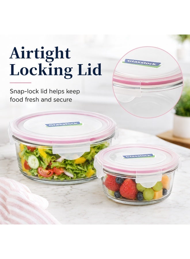 Glasslock 3 Piece Round Glass Food Storage Container Set 405ml 720ml 950ml Airtight Tempered Glass Meal Prep Lunch Boxes - Image 5