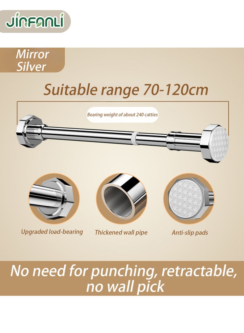 جين فان ل أنا قضيب ستاره قضيب ستارة دش قابل للسحب بدون ثقب تصميم زنبركي قوي مضاد للانزلاق قضيب تعليق عالمي لخزانة ستائر الحمام مناسب لخزائن المطبخ / غرف الاستحمام / النوافذ يمكن تعديل الطول بسهولة لا يتطلب حفرًا سهل التركيب - Image 5