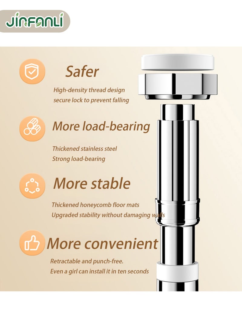 جين فان ل أنا قضيب ستاره قضيب ستارة دش قابل للسحب بدون ثقب تصميم زنبركي قوي مضاد للانزلاق قضيب تعليق عالمي لخزانة ستائر الحمام مناسب لخزائن المطبخ / غرف الاستحمام / النوافذ يمكن تعديل الطول بسهولة لا يتطلب حفرًا سهل التركيب - Image 4