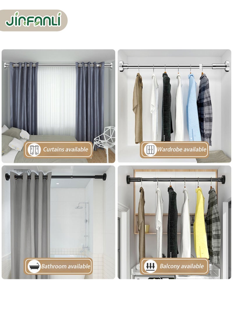 جين فان ل أنا قضيب ستاره قضيب ستارة دش قابل للسحب بدون ثقب تصميم زنبركي قوي مضاد للانزلاق قضيب تعليق عالمي لخزانة ستائر الحمام مناسب لخزائن المطبخ / غرف الاستحمام / النوافذ يمكن تعديل الطول بسهولة لا يتطلب حفرًا سهل التركيب - Image 3