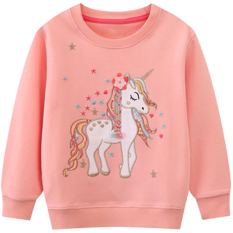 Bumeex Toddler Kids Girls Sweatshirt Long Sleeve Shirt,Unicorn Dinosaur Fashion Sweater Clothing Outfits Clothes Pink 3t - Image 1