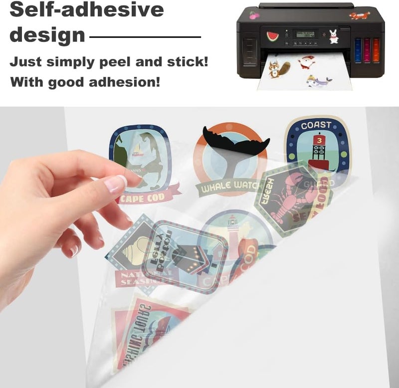 ADERTOS A4 Waterproof Printable Vinyl Sticker Paper, 30 Sheets Clear Self-Adhesive Labels for Inkjet & Laser Printers - Transparent, 297 x 210 mm - Image 4