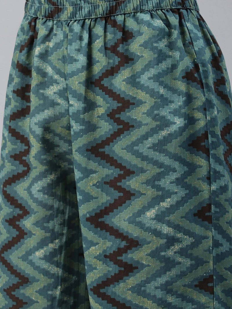 Vaamsi Women's Rayon Blend Ethnic Motifs Printed Straight Kurta Pant with Dupatta (VKSKD1091_Teal_XS) - Image 5