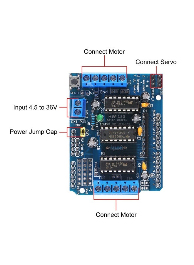 2 Pcs DC Motor Drive Expansion Boards, L293D Motor Drive Shield Stepper for Arduino  - Image 3