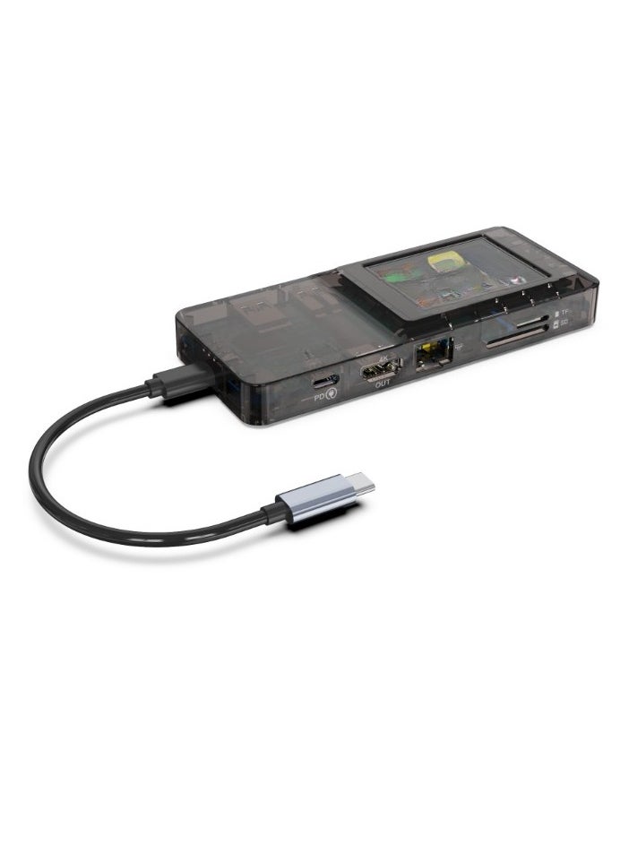 Type C Stream Visual Docking Station, Lightweight And Portable USB To Network Port, Easy To Carry Long Lasting Live Content Creation Controller, (1pc, Black)  - Image 1