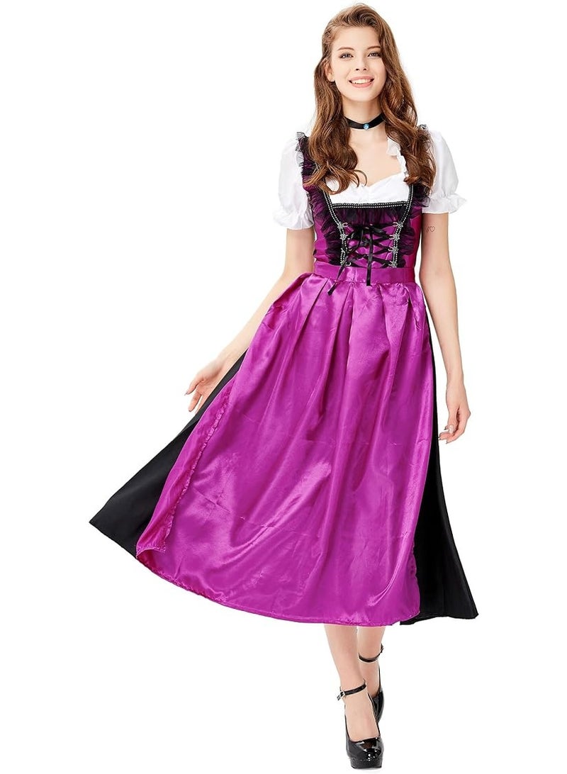 NIBEMINENT Women Oktoberfest Costume, Bavarian Dress With Scarf - Image 1