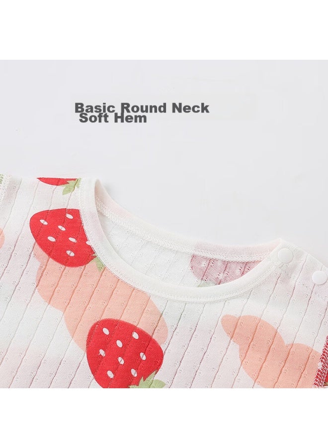 Shu Beiyi Shubeyi Children's Underwear Set, Pure Cotton Baby Pajamas, Infant Clothes, Summer Air Conditioning Wear, Autumn Underwear And Pants, Pink, 120cm - Image 1