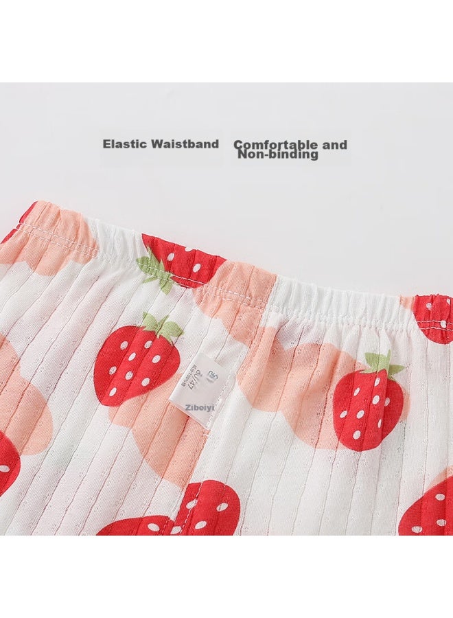 Shu Beiyi Shubeyi Children's Underwear Set, Pure Cotton Baby Pajamas, Infant Clothes, Summer Air Conditioning Wear, Autumn Underwear And Pants, Pink, 120cm - Image 3