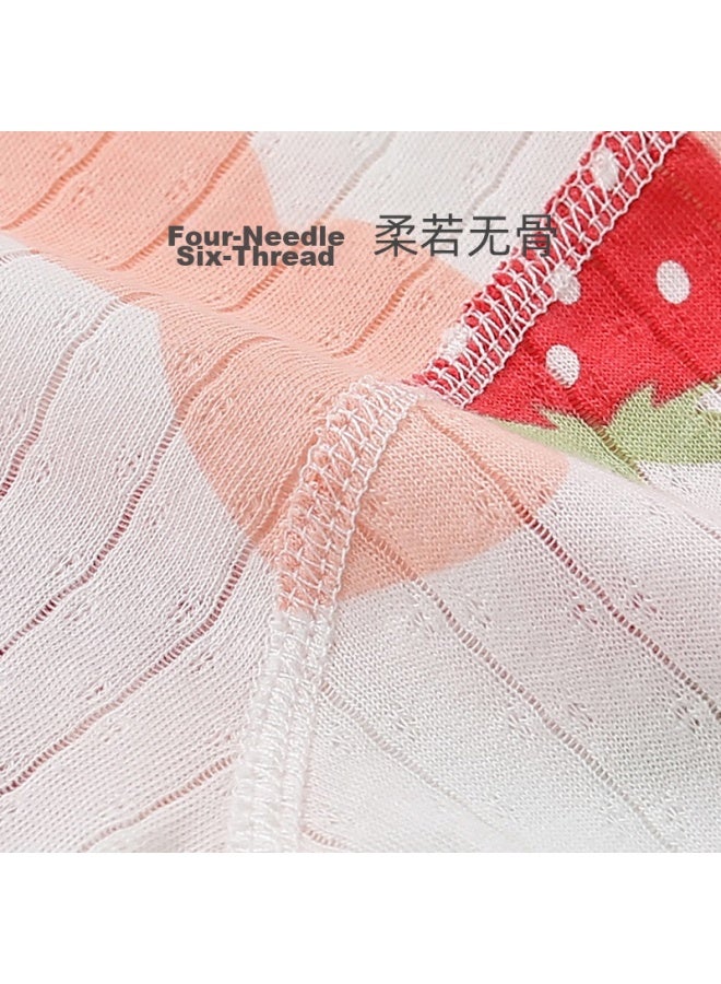 Shu Beiyi Shubeyi Children's Underwear Set, Pure Cotton Baby Pajamas, Infant Clothes, Summer Air Conditioning Wear, Autumn Underwear And Pants, Pink, 120cm - Image 4