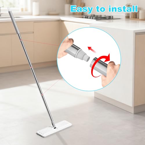 JOYMOOP Mop Handle Extension Rods, for Extending & Replacing Flat Mop, Stainless Steel Mop Handle Rods, Pack of 2 pcs Rods - Image 5