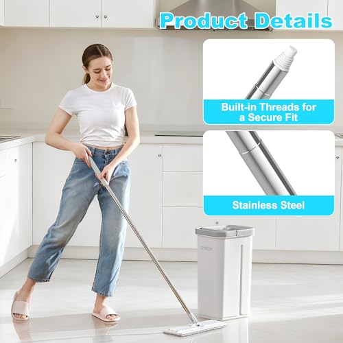 JOYMOOP Mop Handle Extension Rods, for Extending & Replacing Flat Mop, Stainless Steel Mop Handle Rods, Pack of 2 pcs Rods - Image 4