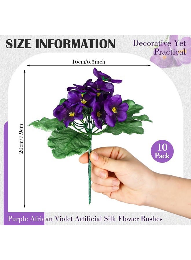 Maysing 10 Pcs African Violet Artificial Plant Purple African Violet Individual 9 Inches Artificial Flowers for Home Decoration Office Decor Gift - Image 3