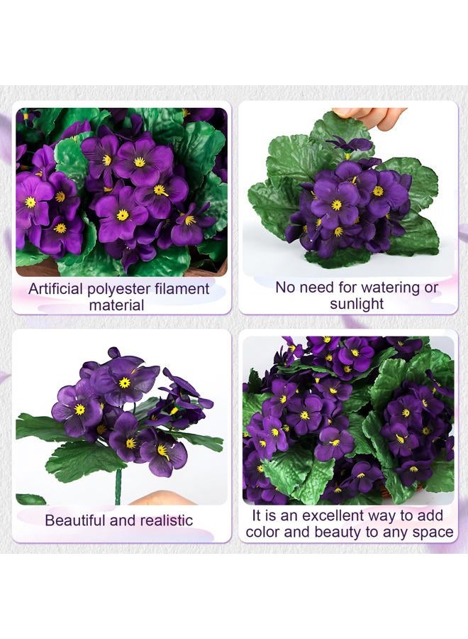 Maysing 10 Pcs African Violet Artificial Plant Purple African Violet Individual 9 Inches Artificial Flowers for Home Decoration Office Decor Gift - Image 5