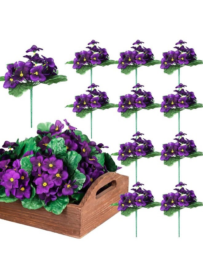 Maysing 10 Pcs African Violet Artificial Plant Purple African Violet Individual 9 Inches Artificial Flowers for Home Decoration Office Decor Gift - Image 4