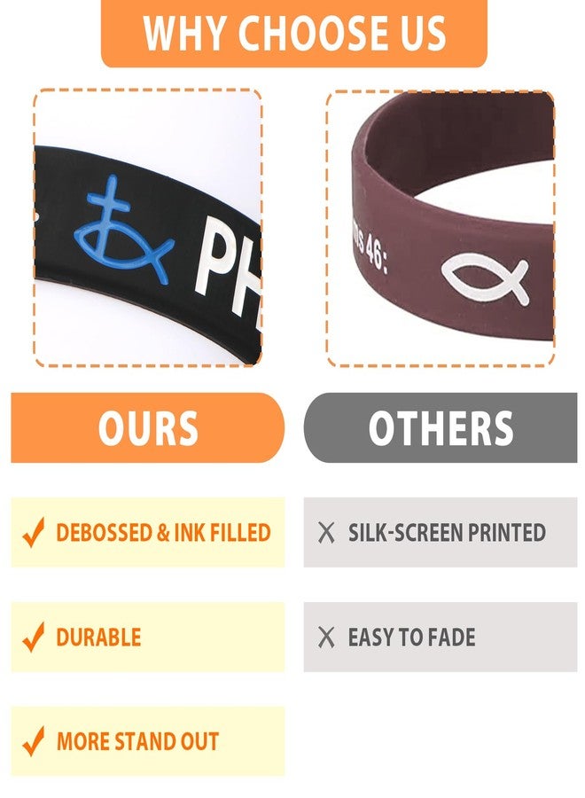 kilofly 8 pcs Christian Scripture Quote Bible Verse Silicone Bracelet Wristband -Faith - Image 5