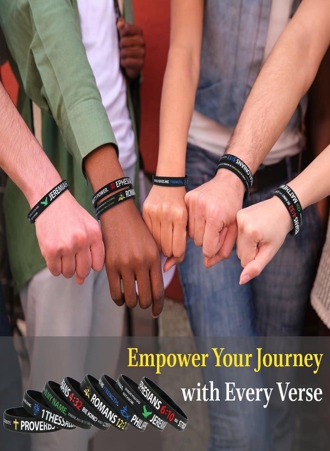 kilofly 8 pcs Christian Scripture Quote Bible Verse Silicone Bracelet Wristband -Faith - Image 3