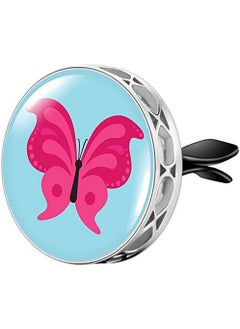 mEssentials Wild Essentials Pink Butterfly Essential Oil Car Vent Diffuser, Stainless Steel Locket Pendant with 8 Color Refill Pads, Customizable Air Freshener for Aromatherapy 