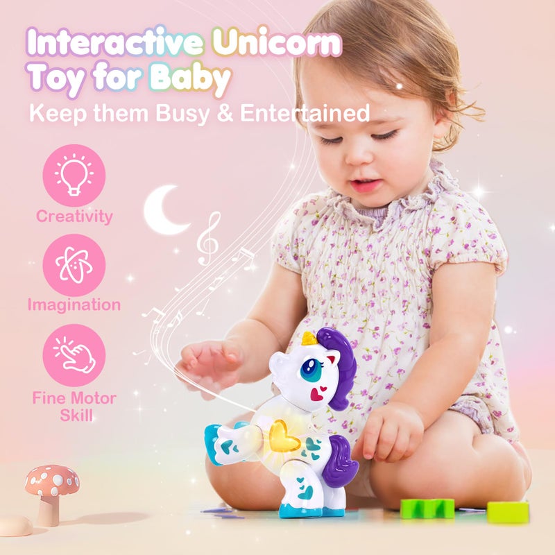 hahaland Toys for 1 Year Old Girl Toddler Girl Toys Unicorn Musical Light up Baby Girls, Interactive Travel One Year Old Baby Girl Birthday Gifts - Image 2