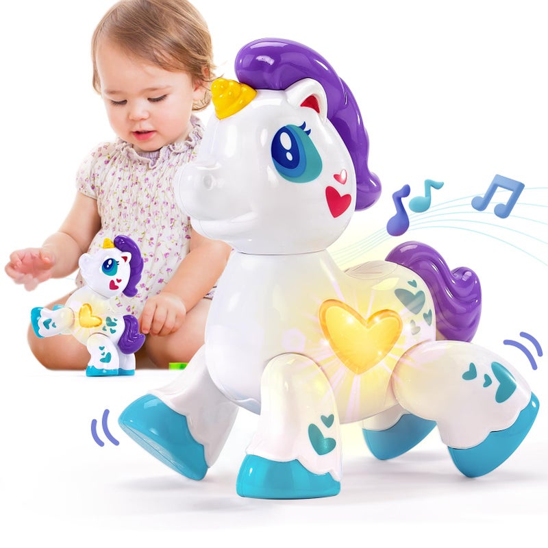 hahaland Toys for 1 Year Old Girl Toddler Girl Toys Unicorn Musical Light up Baby Girls, Interactive Travel One Year Old Baby Girl Birthday Gifts - Image 1