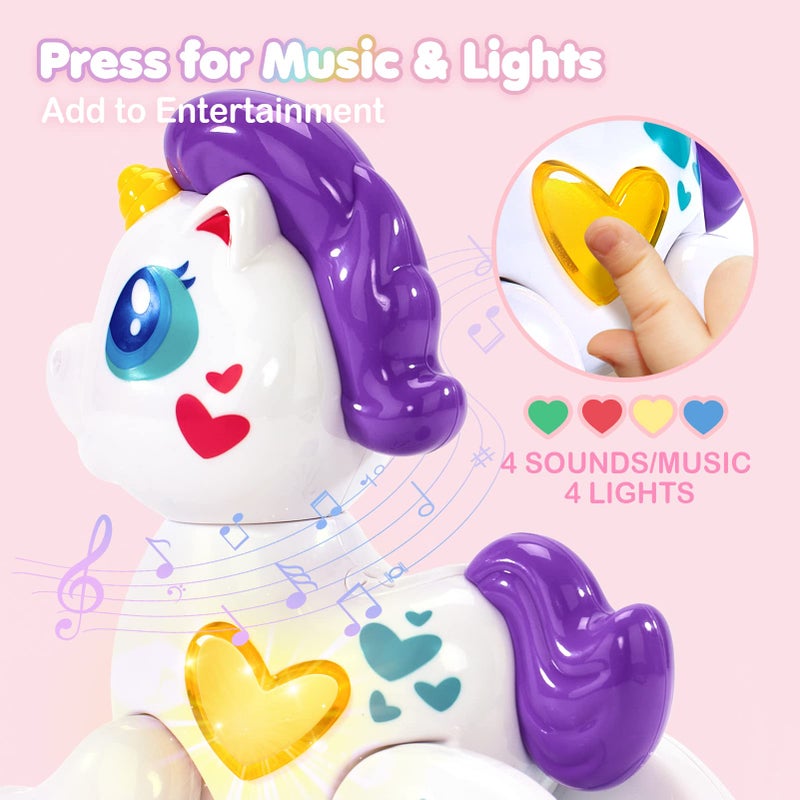 hahaland Toys for 1 Year Old Girl Toddler Girl Toys Unicorn Musical Light up Baby Girls, Interactive Travel One Year Old Baby Girl Birthday Gifts - Image 3