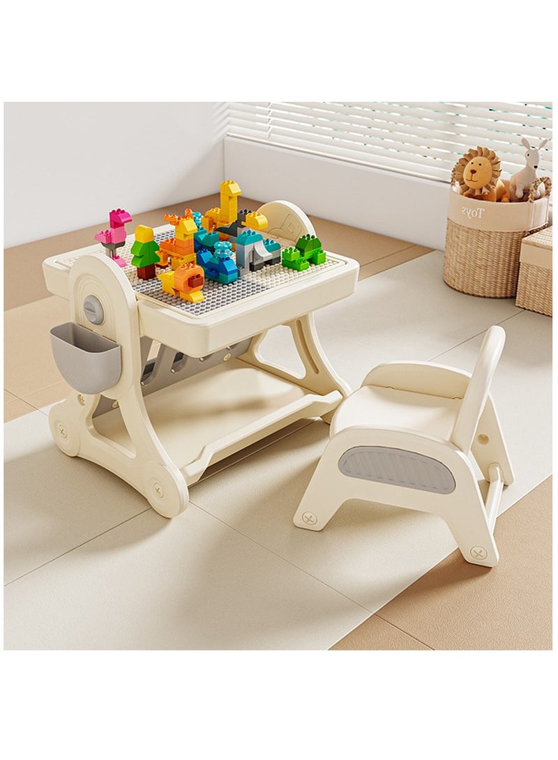 Arabest Kids Activity Table and Chair Set, Craft Learn Play Water Sand Table for Boys Girls, All-in-One Multi Activity Table with Storage, 157pcs Building Blocks Table Compatible with Classic Bricks - Image 1