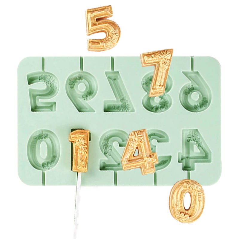 QELEG Number 09 Silicone Fondant NumberLetter Mold Candy Molds Lollipop Candy Number Chocolate Mold Cake Craft Decoration Tools for Birthday Graduation Anniversary Style Two