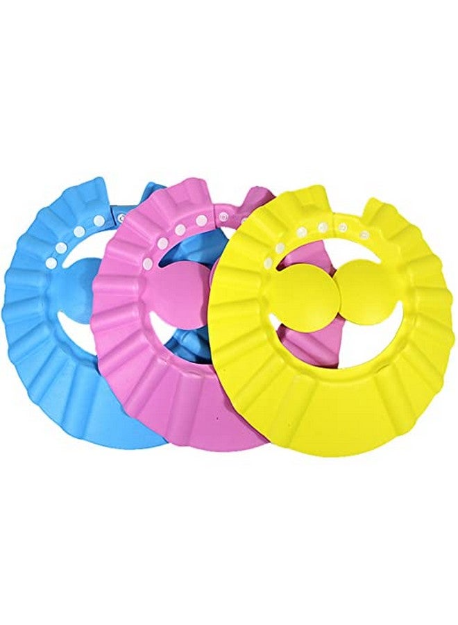 ericotry 3Psc Soft Adjustable Baby Kids Bathing Shower Cap Wash Hair Shield Direct Visor Cap(Color Random) - Image 1