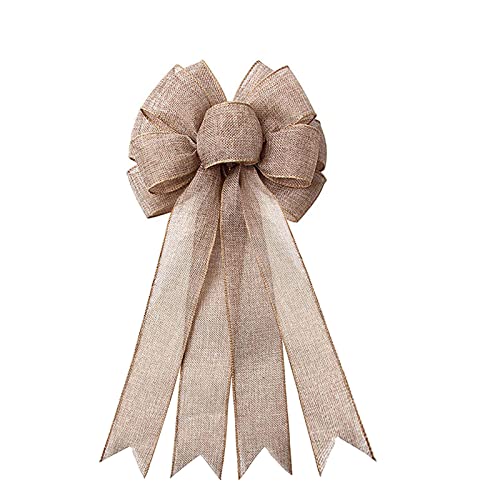 Lamantery Large Burlap Wreaths Bows Rustic Jute Bows Christmas Tree Topper for Wedding Holiday Birthday Party Decoration - Image 1