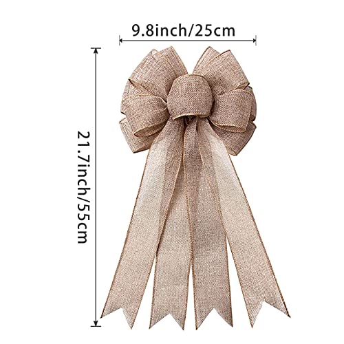 Lamantery Large Burlap Wreaths Bows Rustic Jute Bows Christmas Tree Topper for Wedding Holiday Birthday Party Decoration - Image 2