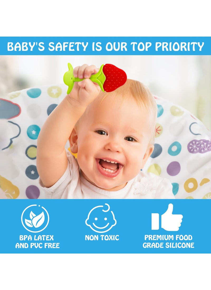 Mr. Penda 4 Pack baby Teething Toys Safe Smoothened Edges Food Grade Soft Silicone Fruit Teethers for Babies Fridge Safe 100% Bpa Free Teether Set for Boys Girls  - Image 2