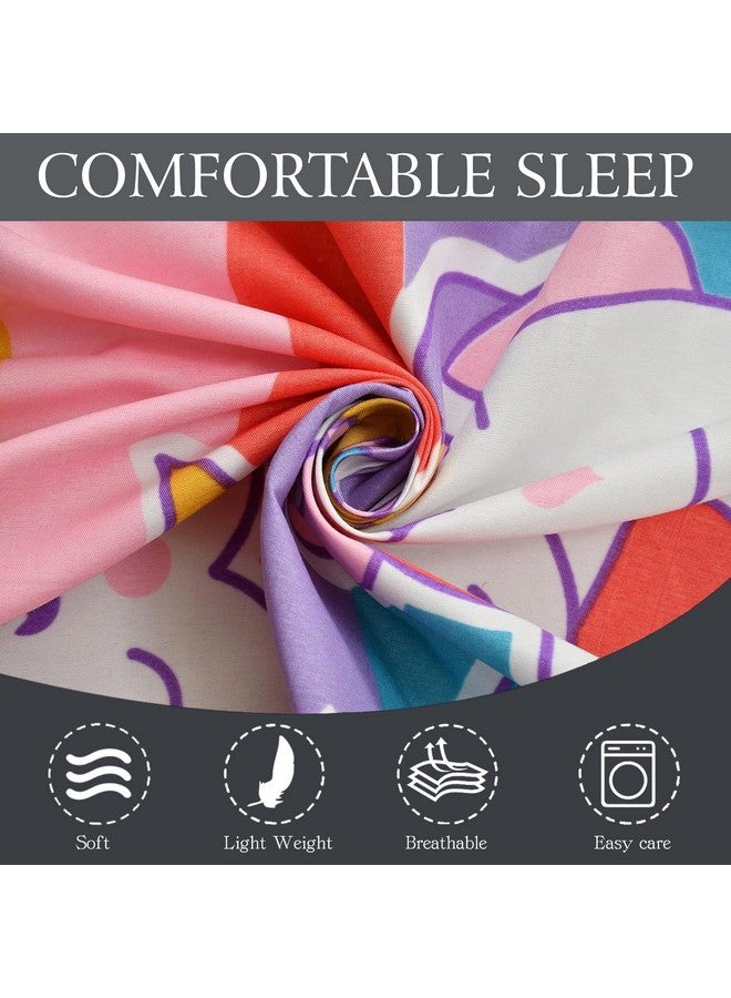 Filymore Unicorn Single Bedsheet for Kids 240 TC Cute Cartoon Design for Girls Room Single Bedspread Made with Pure Microfiber (Size 60 X 90 Inches) 1 Bedsheet with Pillow Cover (Color-Multicolour) - Image 4