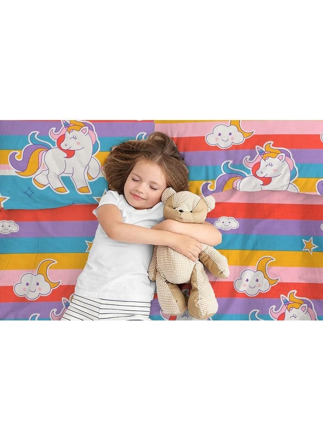 Filymore Unicorn Single Bedsheet for Kids 240 TC Cute Cartoon Design for Girls Room Single Bedspread Made with Pure Microfiber (Size 60 X 90 Inches) 1 Bedsheet with Pillow Cover (Color-Multicolour) - Image 3