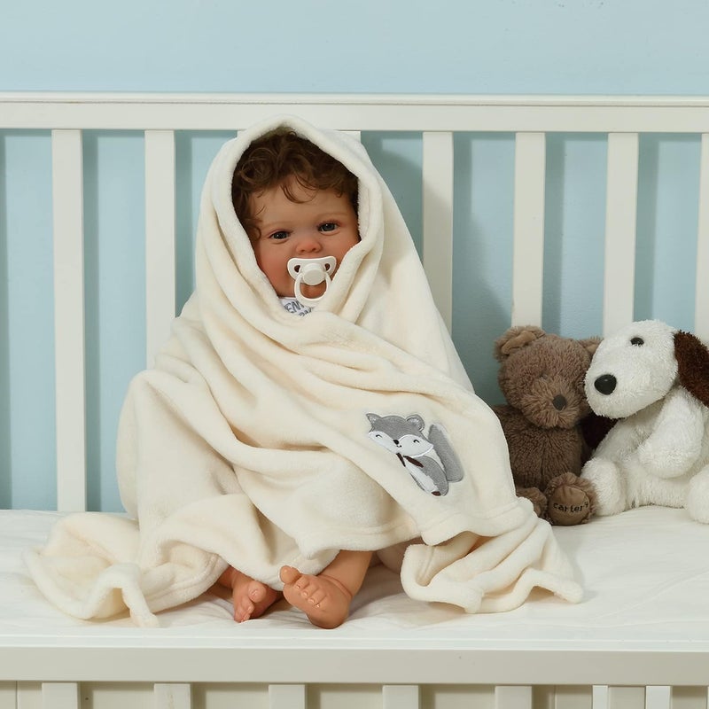CREVENT 30''X40'' Light Cozy Plush Fluffy Warm Fleece Receiving Baby Blanket for Infant Toddler Crib Cot Stroller, Baby Birthday (Ivory Fox) - Image 3