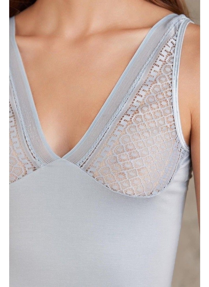 pierre cardin 320 Women's Thick Strap Lace Undershirt Panties Set-Mist  - Image 4