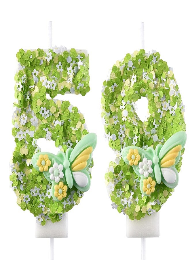 AOOLADA 59 & 95 Birthday Candle, 59th & 95th Cake Candles, Number 59 & 95 Birthday Candles for Cake Topper Decoration, Green - Image 1