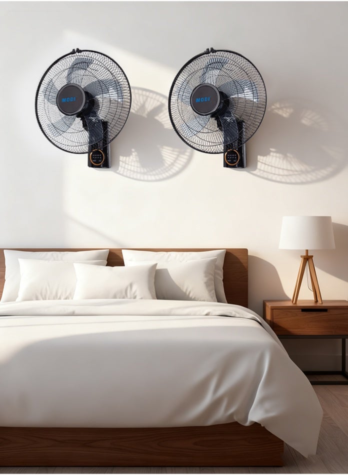 مودي مروحة حائط ١٦ بوصة مع جهاز تحكم عن بُعد، ٣ إعدادات سرعة، مروحة حائط متذبذبة، مؤقت، هادئة وموفرة للطاقة، مناسبة للمنزل، غرفة النوم، والمكتب (مع جهاز تحكم عن بُعد من قطعتين) - Image 1